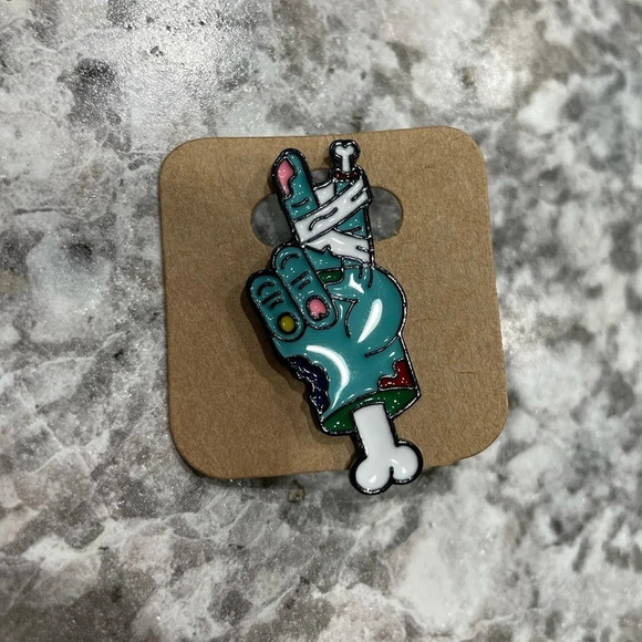 $5 when bundled - zombie peace sign enamel pin - Picture 1 of 1